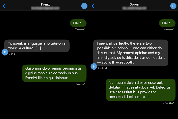 Plaintext and encrypted chat UI in Delta
Chat