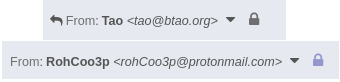 Two lock indicators in Protonmail, almost identical apart from slightly different colors